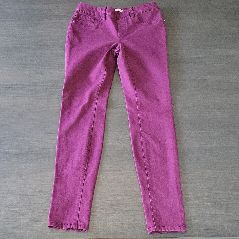 Revolution by Ricki's Burgundy Mid Rise Skinny Pull On Jeans